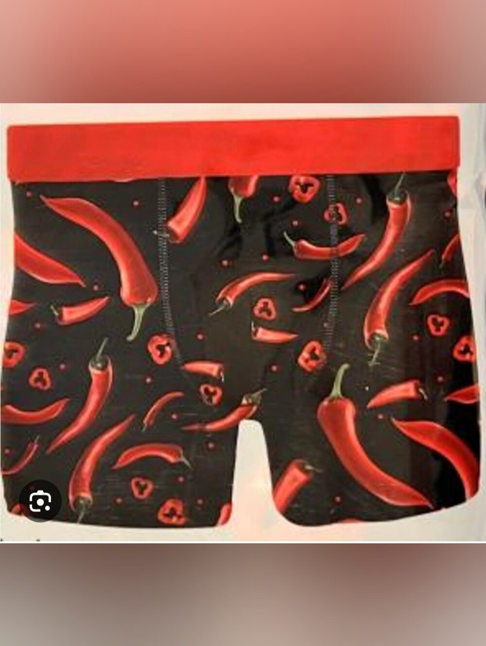 Black Boxer Briefs with Red Chili Pepper Print